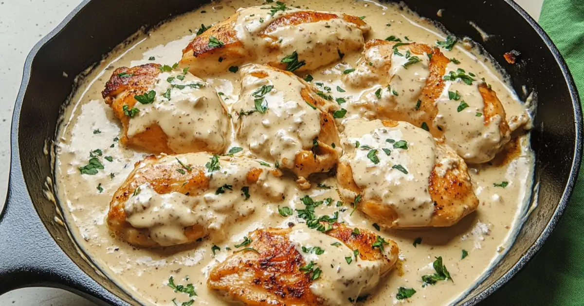 Creamy Chicken Cream Cheese Recipe Served with Fresh Herbs