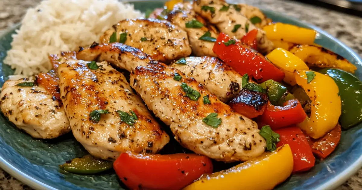 Vibrant Skillet Dish of Chicken and Bell Peppers with Fresh Herbs