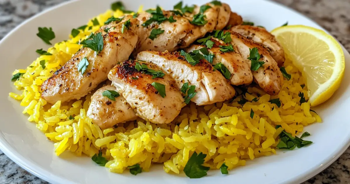 Golden Chicken and Yellow Rice Casserole with Fresh Herbs