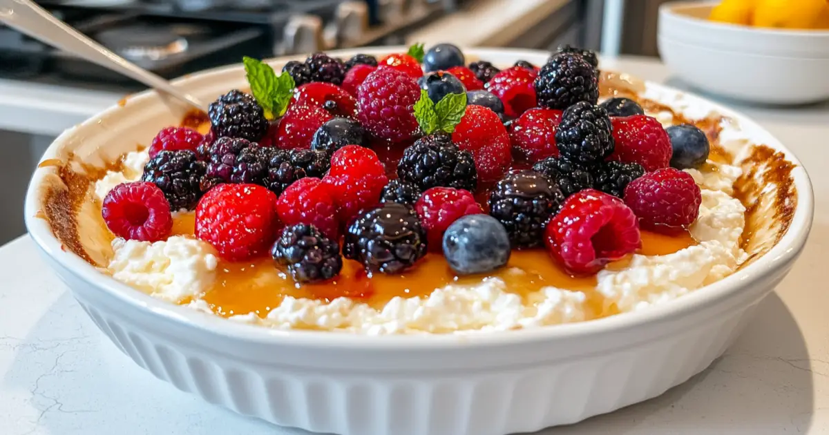 Protein-Packed Cottage Cheese Dessert with Fresh Berries and Mint