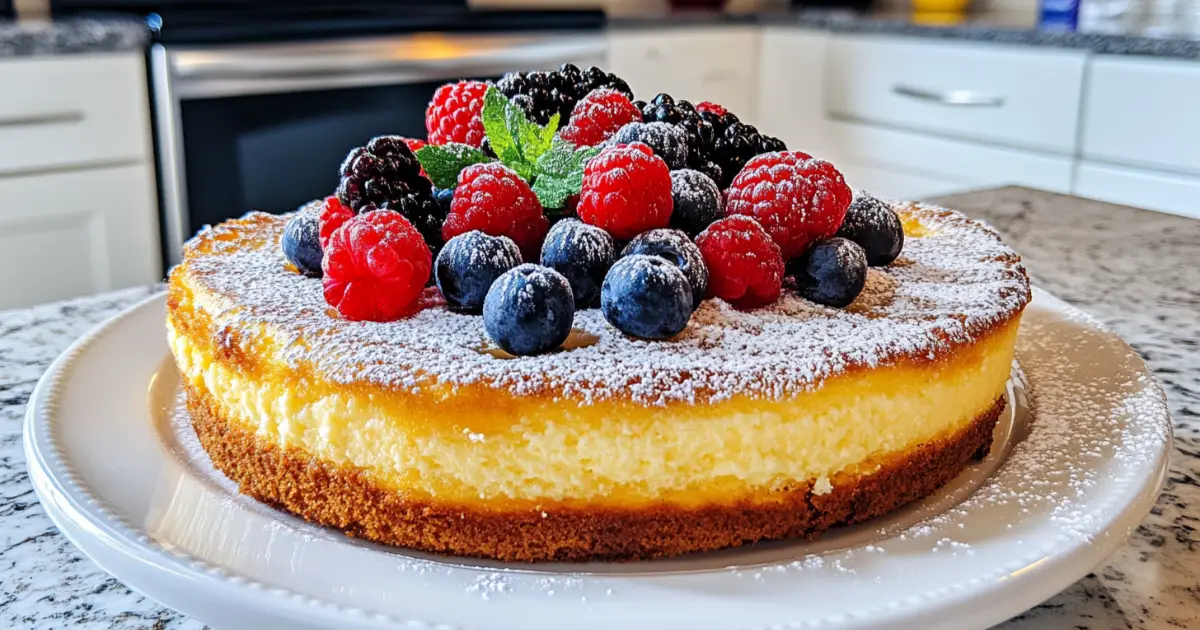 Homemade Cottage Cheese Cake with Fresh Berries