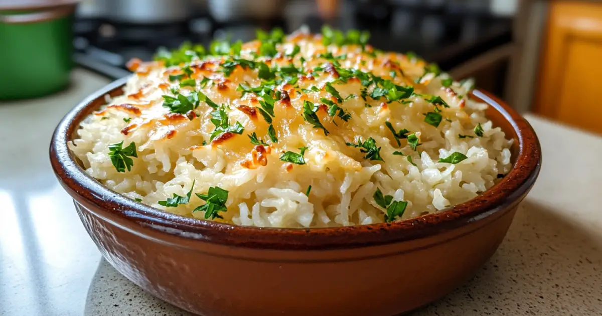 Cheesy Rice Recipe with Creamy Texture and Melted Cheese