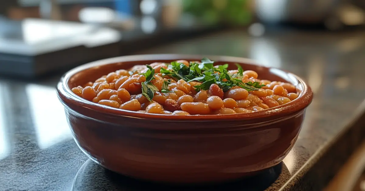 Homemade Baked Beans with Smoky Bacon and Fresh Herbs