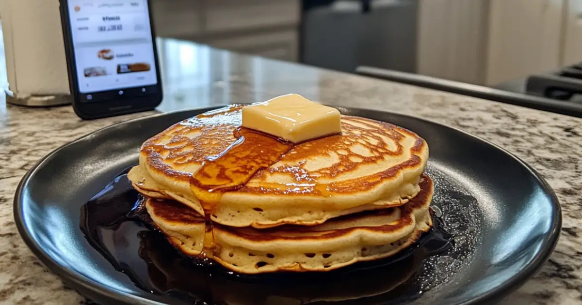 Golden Buttermilk Pancakes with Syrup Drizzle