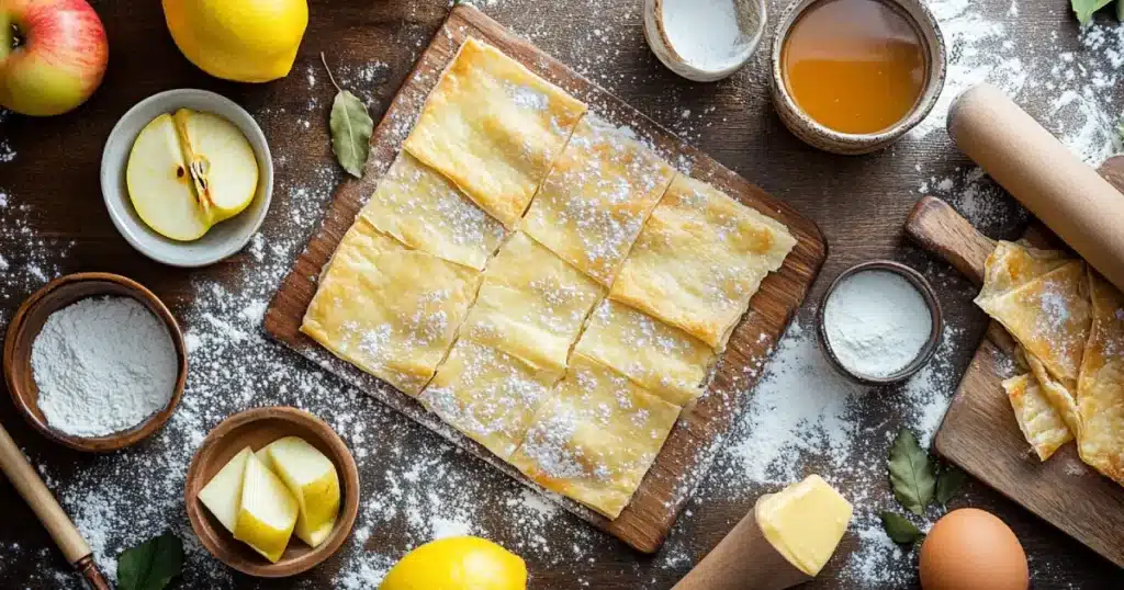 Apple Puff Pastry Recipe Sweet and Flaky Delight 2 Rustic Apple Pastry Squares with Fresh Ingredients