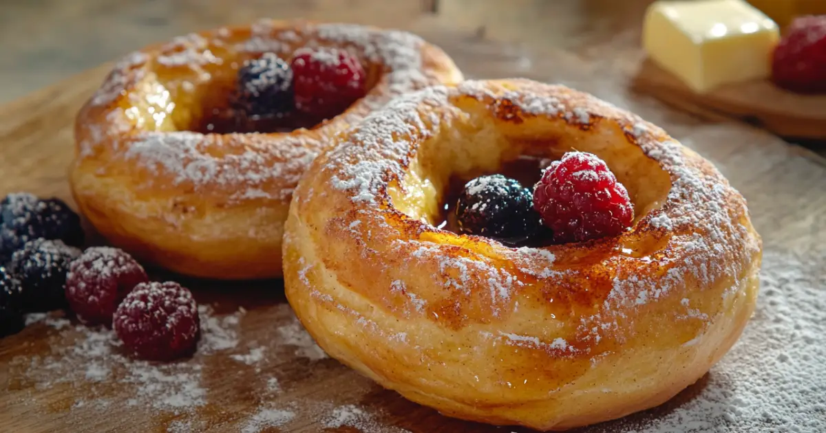 Golden French Toast Bagel with Fresh Berries and Maple Drizzle