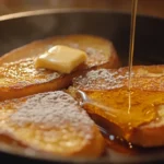 Golden Frozen French Toast Served with Fresh Berries and Syrup