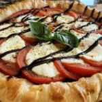 Golden Caprese Galette with Fresh Tomatoes, Mozzarella, and Basil