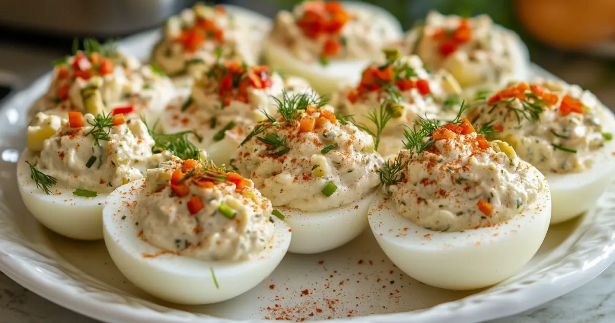 Delicious Dill Pickle Deviled Eggs Platter