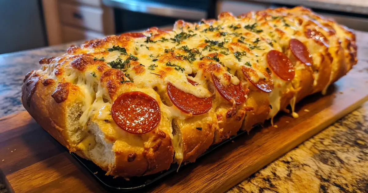 Cheesy Pepperoni Pull Apart Bread Fresh Out of the Oven