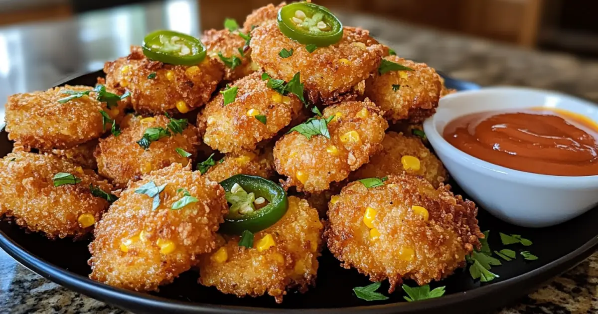 Crispy Jalapeno Corn Nuggets Served with Dipping Sauce