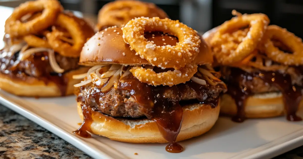 Freshly Baked Pretzel Cowboy Sliders with Juicy Beef and Toppings