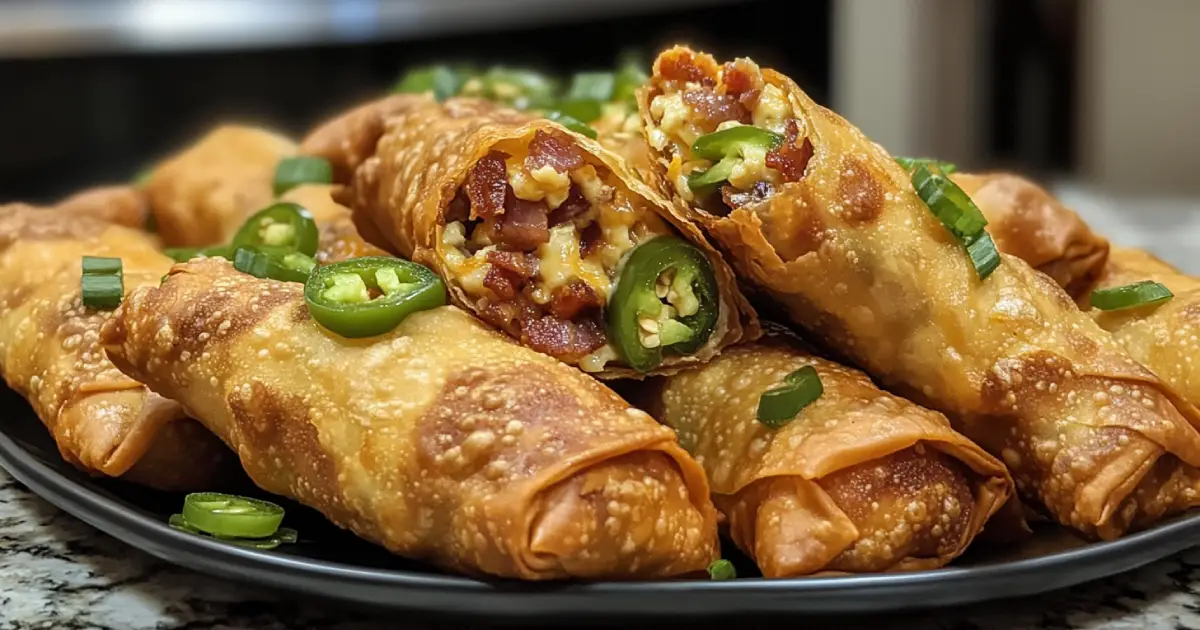 Golden Jalapeno Popper Egg Rolls with Dipping Sauce