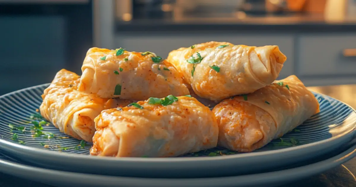 Crispy Buffalo Chicken Egg Rolls with Spicy Cheesy Filling