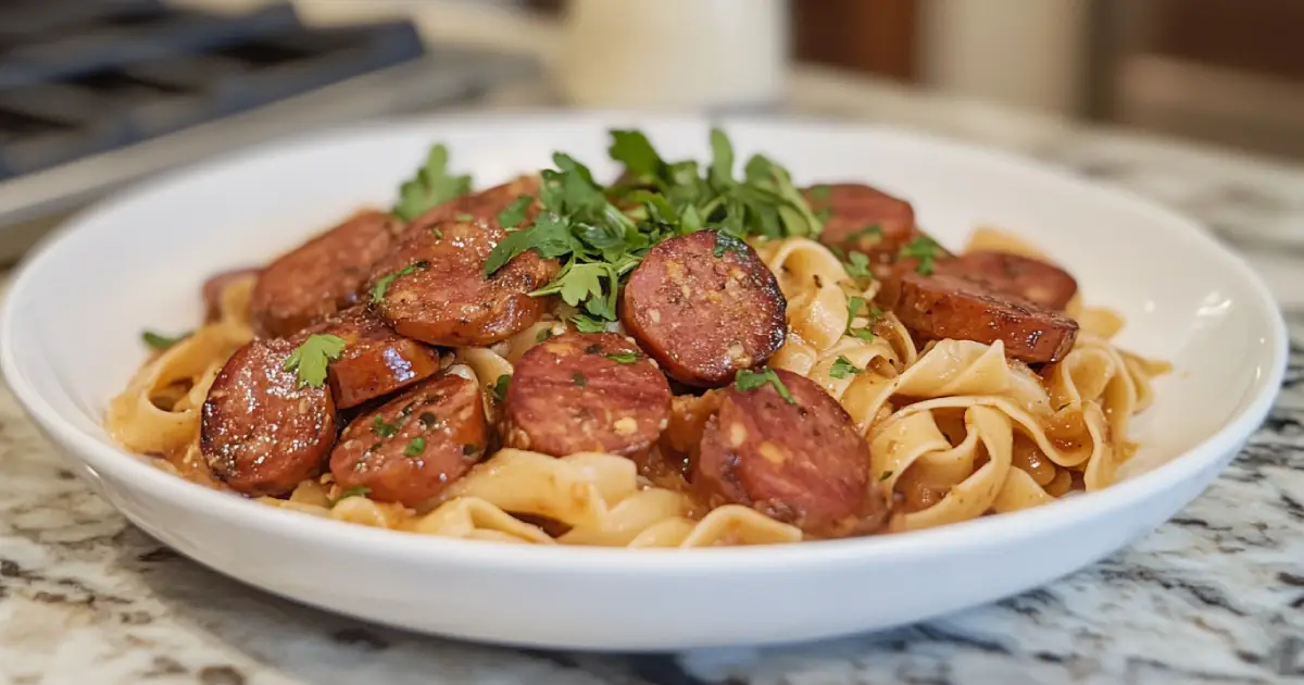 Creamy Kielbasa and Pasta Dish with Cheesy Sauce