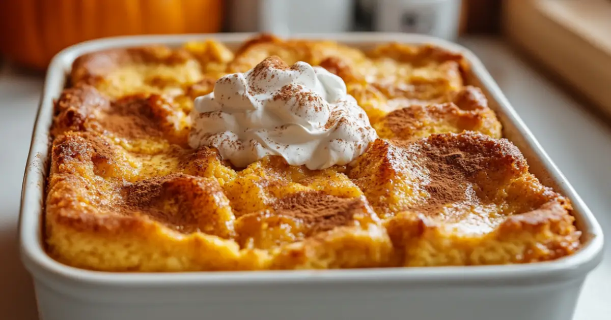 Homemade Pumpkin Dump Cake with Golden Crumb Topping