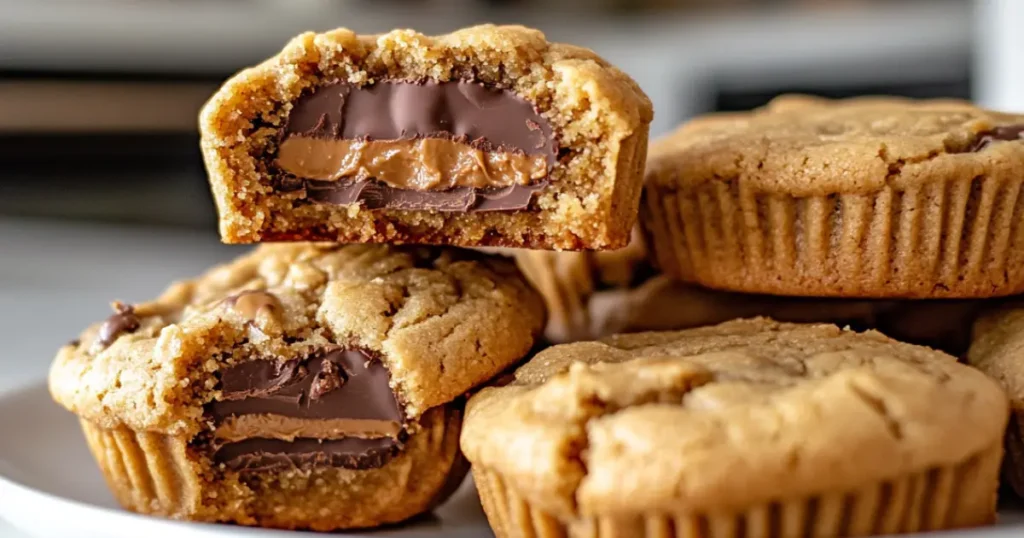 Freshly Baked Peanut Butter Cup Cookies in a Mini Muffin Tin