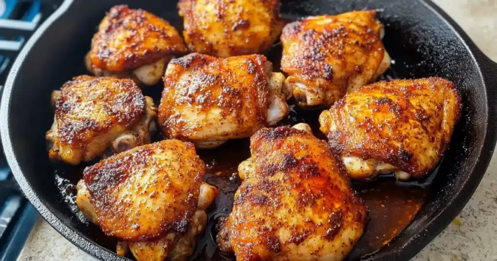 Crispy Baked Ranch Chicken – A Flavor-Packed & Juicy Recipe (2025) 6 Crispy Baked Ranch Chicken Thighs in a Skillet