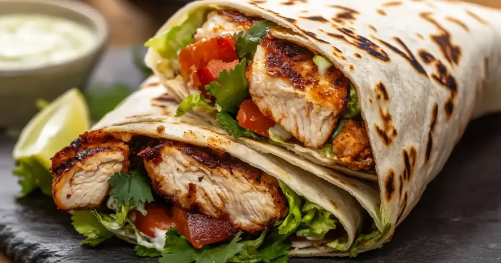 Authentic Jamaican Jerk Chicken Wrap with Fresh Toppings