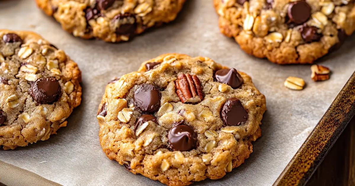 Freshly Baked Cowboy Cookies with Oats, Chocolate, and Pecans