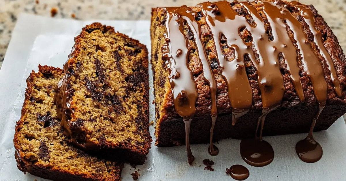 Freshly baked cardamom coffee banana bread with a golden crust