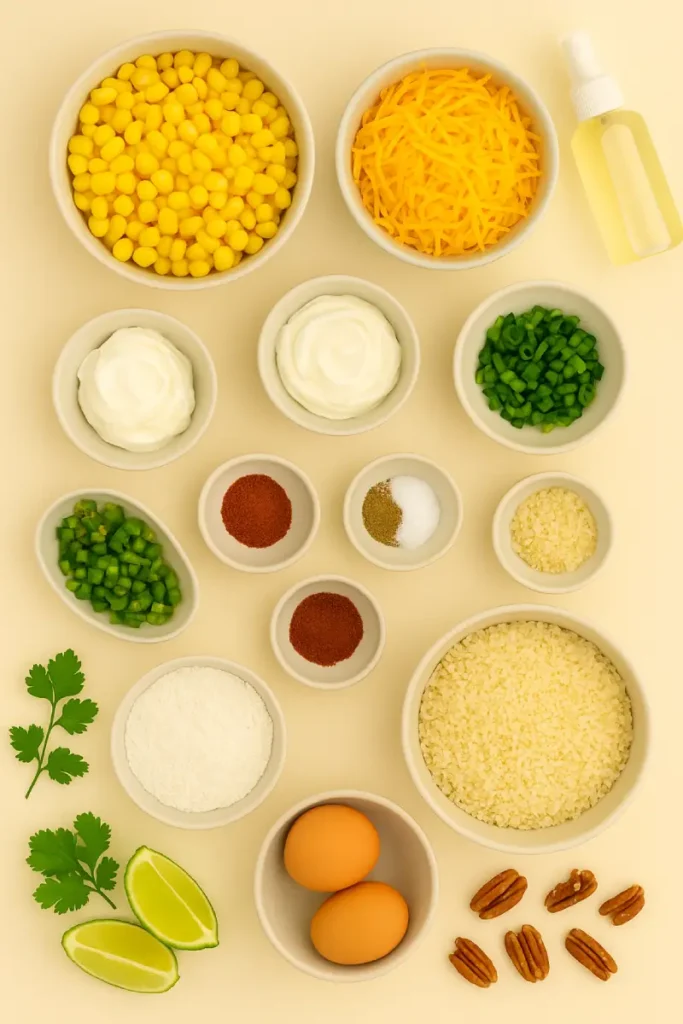 Spicy Mexican Corn Bites Recipe 4 Ingredients for Spicy Mexican Corn Bites - Corn, Cheese, Jalapeños, and Spices
