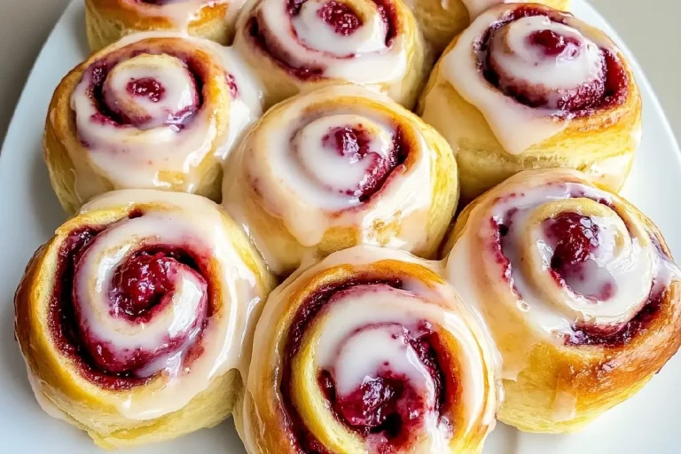 Raspberry Cinnamon Rolls with Lemon Glaze Recipe 6 Freshly Baked Raspberry Cinnamon Rolls with Zesty Lemon Glaze