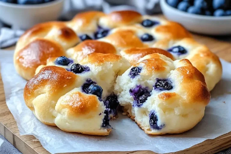 Fluffy Cottage Cheese Blueberry Cloud Bread 2 Light and airy blueberry cloud bread made with cottage cheese and whipped egg whites, baked to golden perfection.