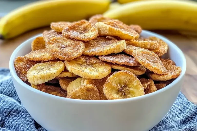 Cinnamon-Sugar Air Fryer Banana Chips 2 Air Fried Banana Chips Coated in Cinnamon Sugar – Easy Healthy Snack