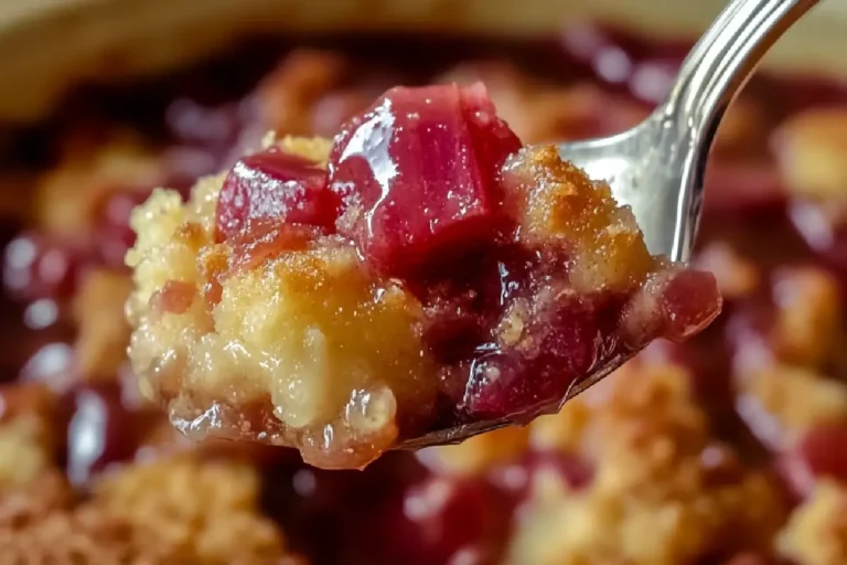 Baked Sticky Rhubarb Pudding 2 Golden baked rhubarb pudding with a gooey sauce, served warm with vanilla ice cream.