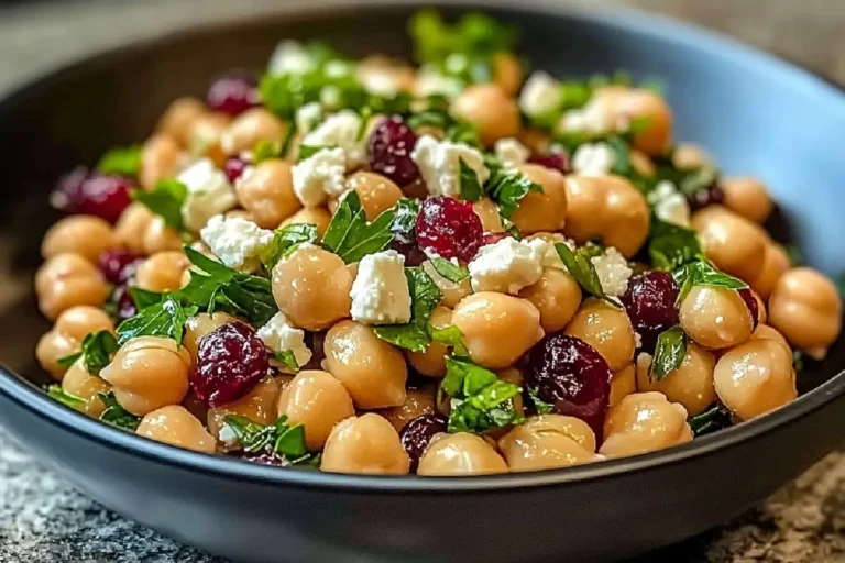 Feta & Cranberry Chickpeas with Lemon Vinaigrette 2 Quick & Healthy Chickpea Salad with Feta, Cranberries & Lemon Dressing