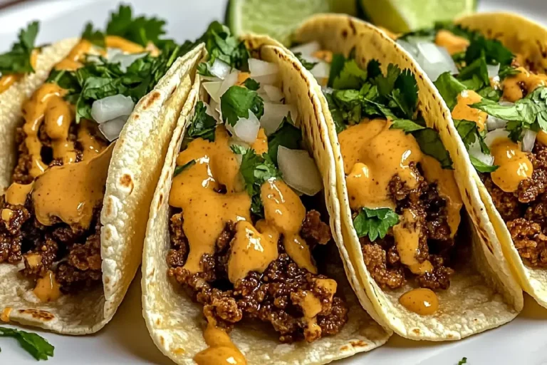 Garlic Butter Honey BBQ Beef Tacos 6 Garlic Butter Honey BBQ Beef Tacos served with toppings on warm tortillas