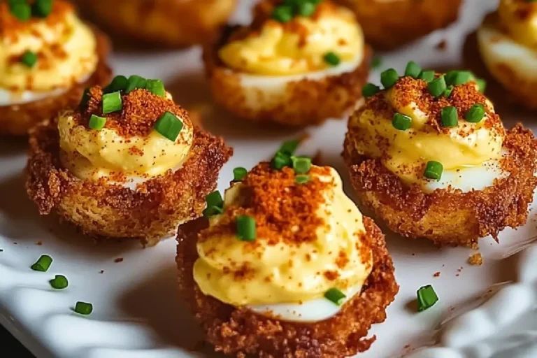 Spicy Bayou Deviled Eggs 4 Plated Spicy Bayou Deviled Eggs garnished with paprika and green onions