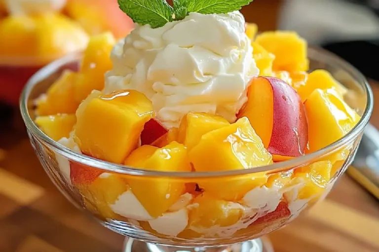 Peaches And Cream Salad Recipe 2 No-Bake Peaches and Cream Salad with Marshmallows and Whipped Topping