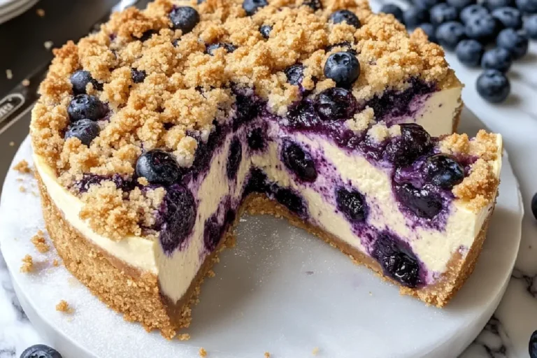 Blueberry Crumble Cheesecake 2 Creamy Blueberry Cheesecake with Buttery Crumble Topping