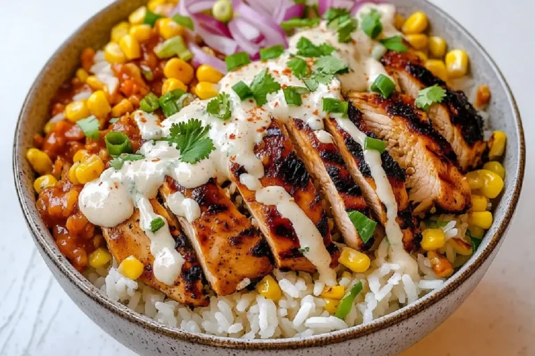Easy Street Corn Chicken Rice Bowl 2 Quick & Flavorful Chicken Rice Bowl with Street Corn Topping