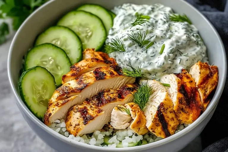 Greek Chicken Gyro Bowls with Tzatziki Sauce 2 Healthy Greek Chicken Bowls with Homemade Tzatziki Sauce