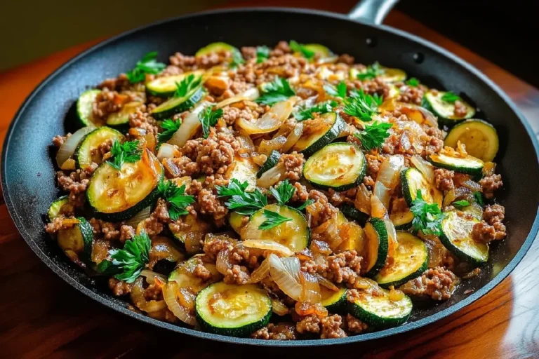 Ground Turkey and Zucchini Skillet 2 Healthy Ground Turkey and Zucchini Skillet in a Cast Iron Pan