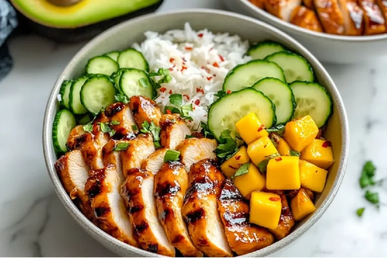 Hot Honey Chicken Bowls 2 Spicy-Sweet Chicken Bowls with Rice and Veggies – Ready in 25 Minutes!