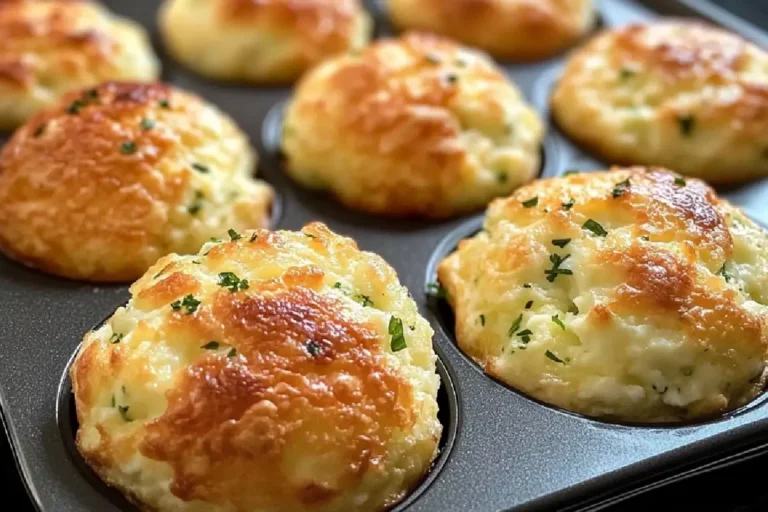Fluffy Cottage Cheese Egg Muffins 2 Fluffy cottage cheese egg muffins cooling in a muffin tin with fresh veggies