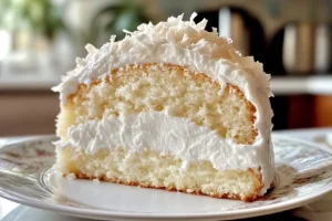 Fluffy Coconut Cloud Cake with Whipped Cream and Toasted Coconut Flakes