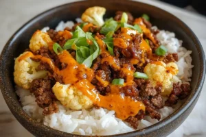 Easy Low-Carb Protein Bowls with Spicy Ground Beef and Roasted Cauliflower